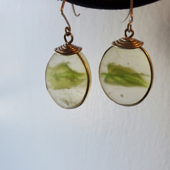 Handmade Green Glass Earrings - Picture 4 of 5